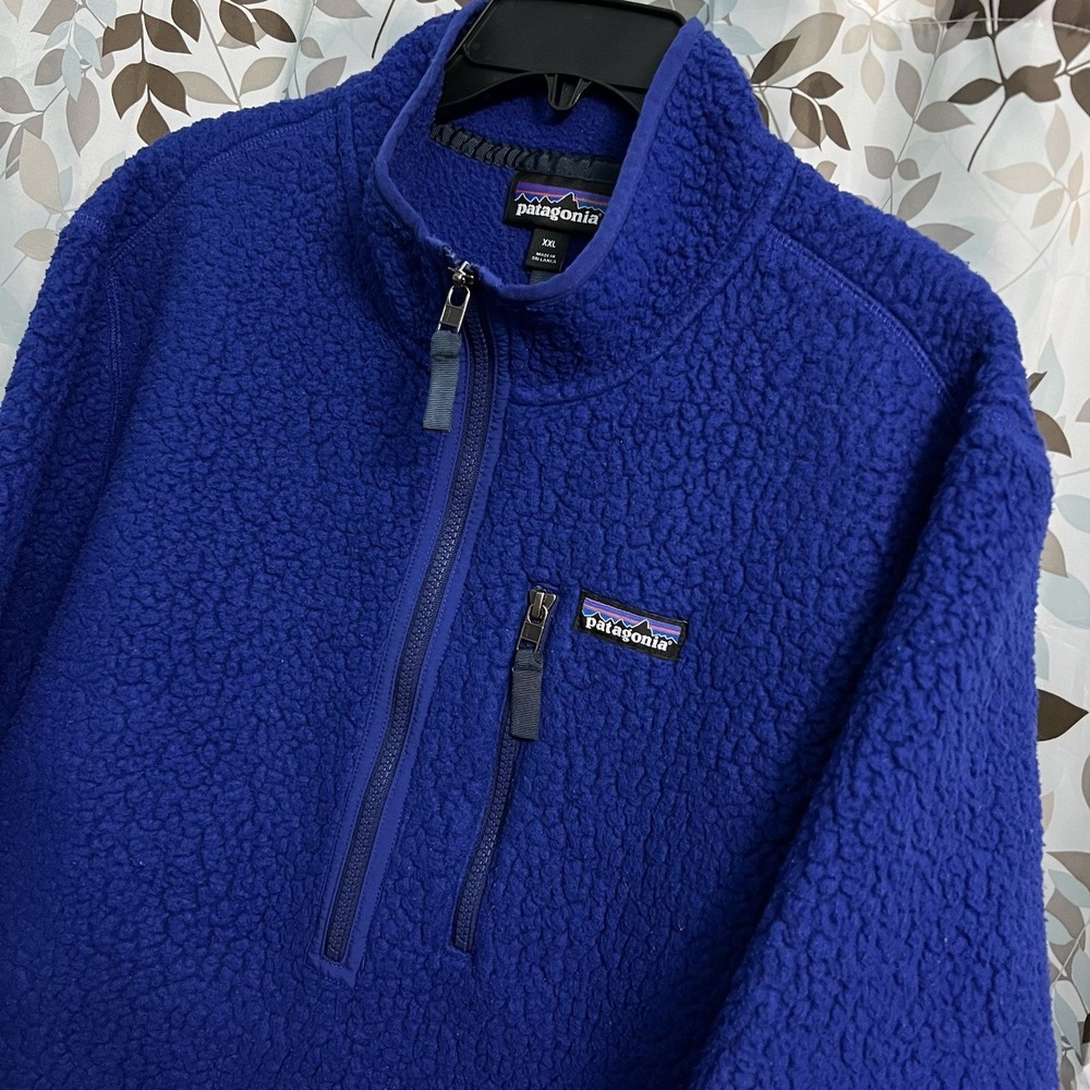 PATAGONIA cobalt blue retro pile fleece zipneck STY22811FA19 2XL